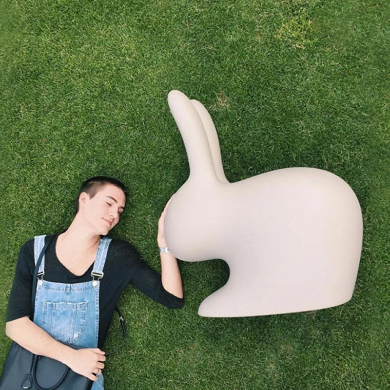 Rabbit Stool Shopping Mall Kindergarten Fun Seat Outdoor Garden Landscape Public Leisure Chair Fiberglass Statue