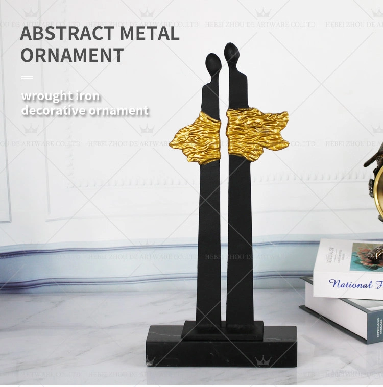 High-Quality Factory Wholesale Matte Black Iron Metal Sculpture Art Ornaments Figures Crafts