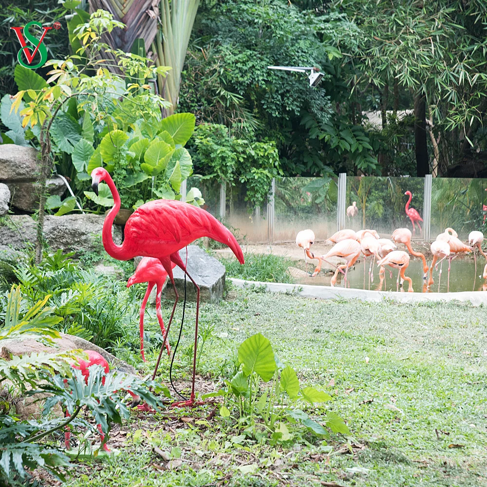 Fiberglass Resin Flamingo Statue with Light for Park Decoration