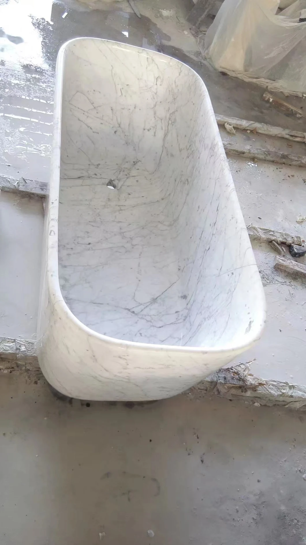 Bathroom Design Luxury Carrara White Marble Freestanding Stone Bathtub