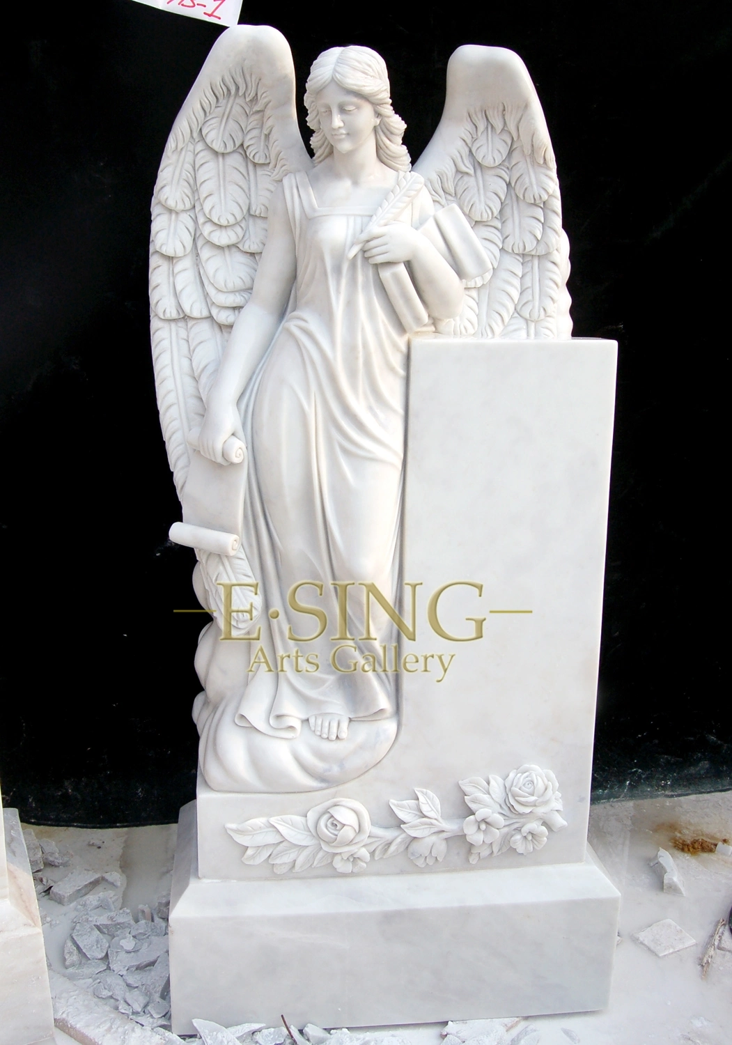 Stone Gravestone Marble Tombstone Monuments with Lady Statue for Sales