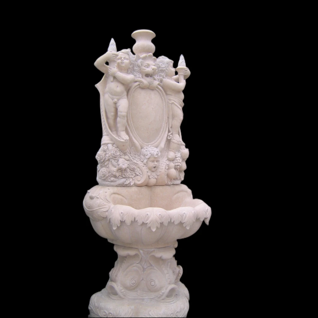 Customized Marble Cherub Carving Garden Ornament Wall Fountain