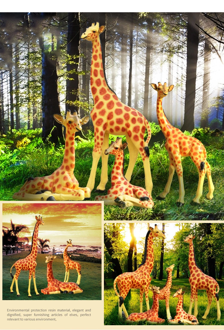 Garden Decoration Life Size Resin Fiberglass Animal Giraffe Statues for Sale