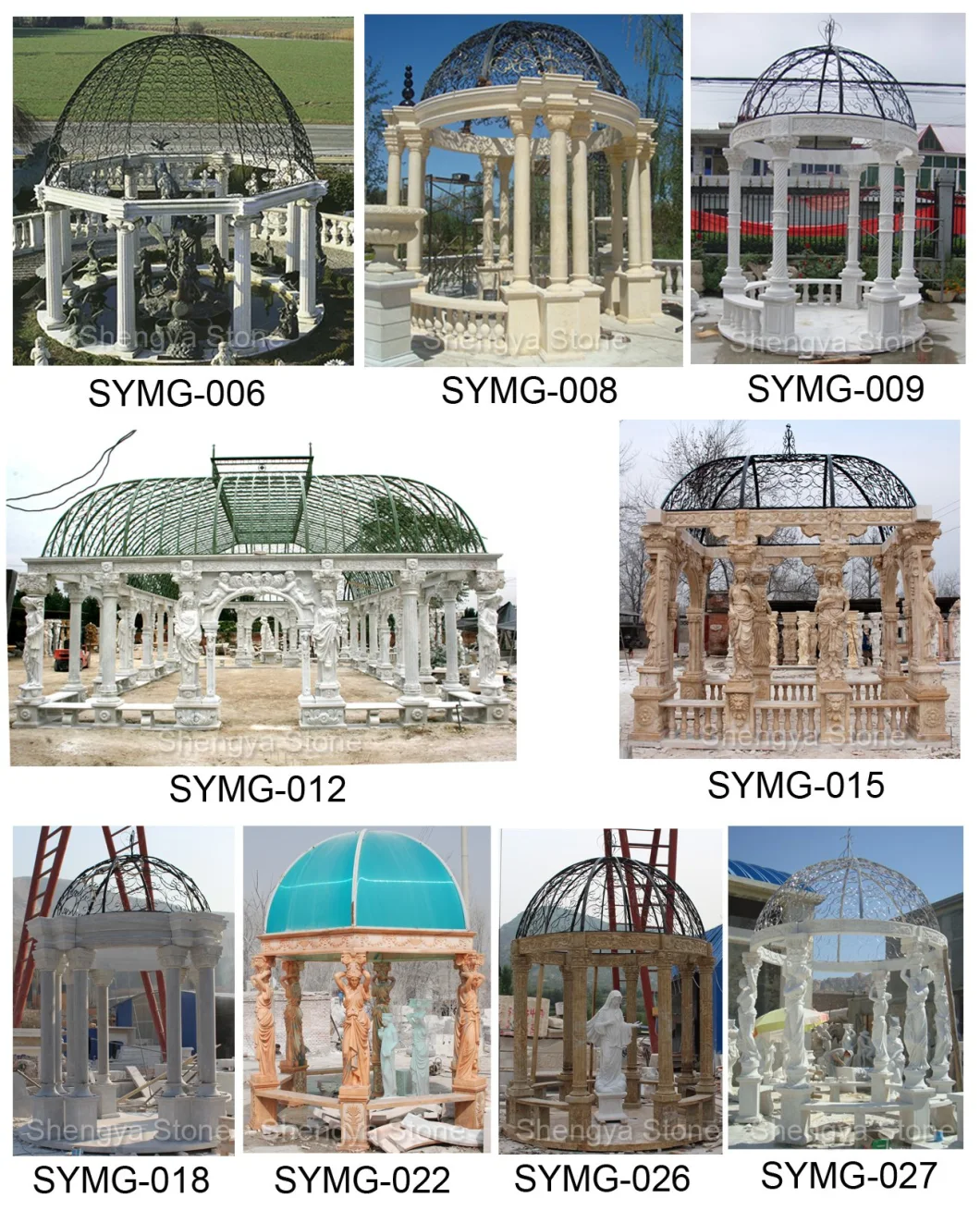 Garden Decoration Exquisite Style Stone Sculpture Marble Gazebo (SYMG-011)