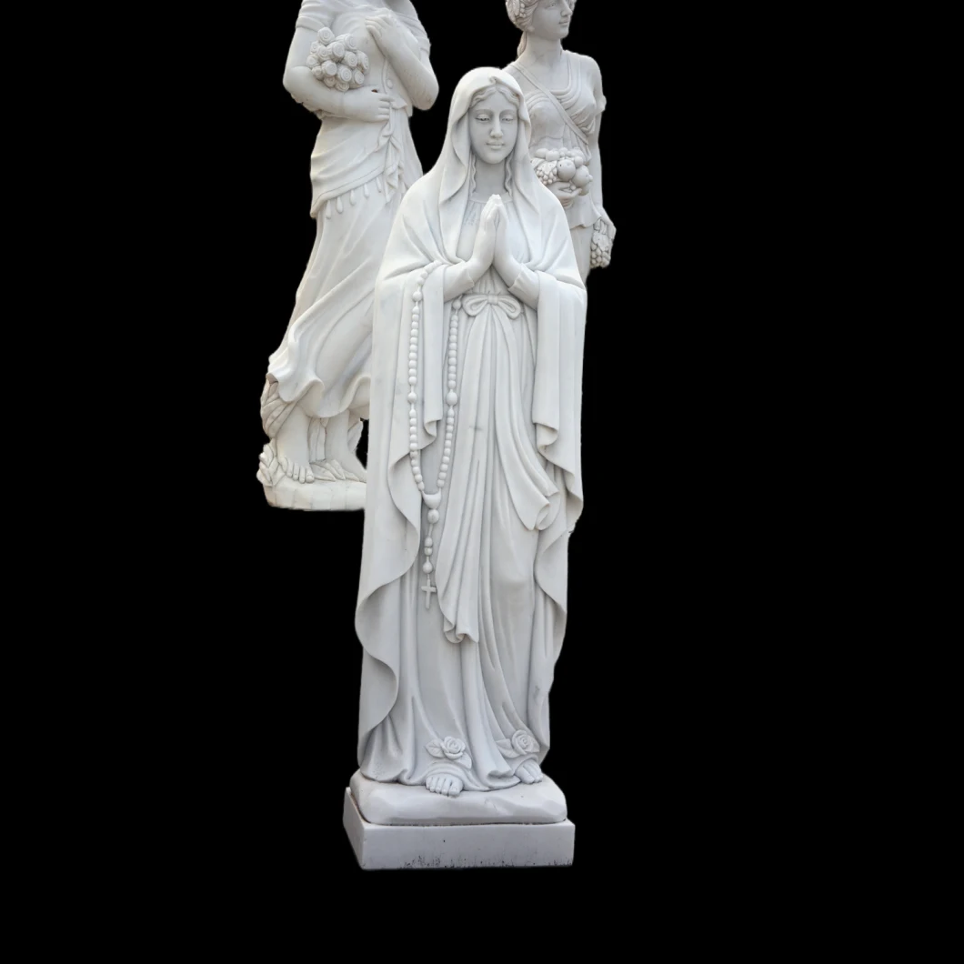 White Marble Stone Carving Sculpture Mary Statue Crossing