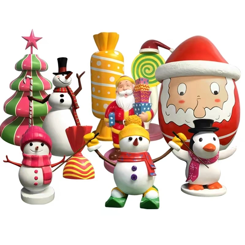 Customize Modern Mall Decoration Resin Christmas Sculpture Life Size Santa Claus Fiberglass Statue