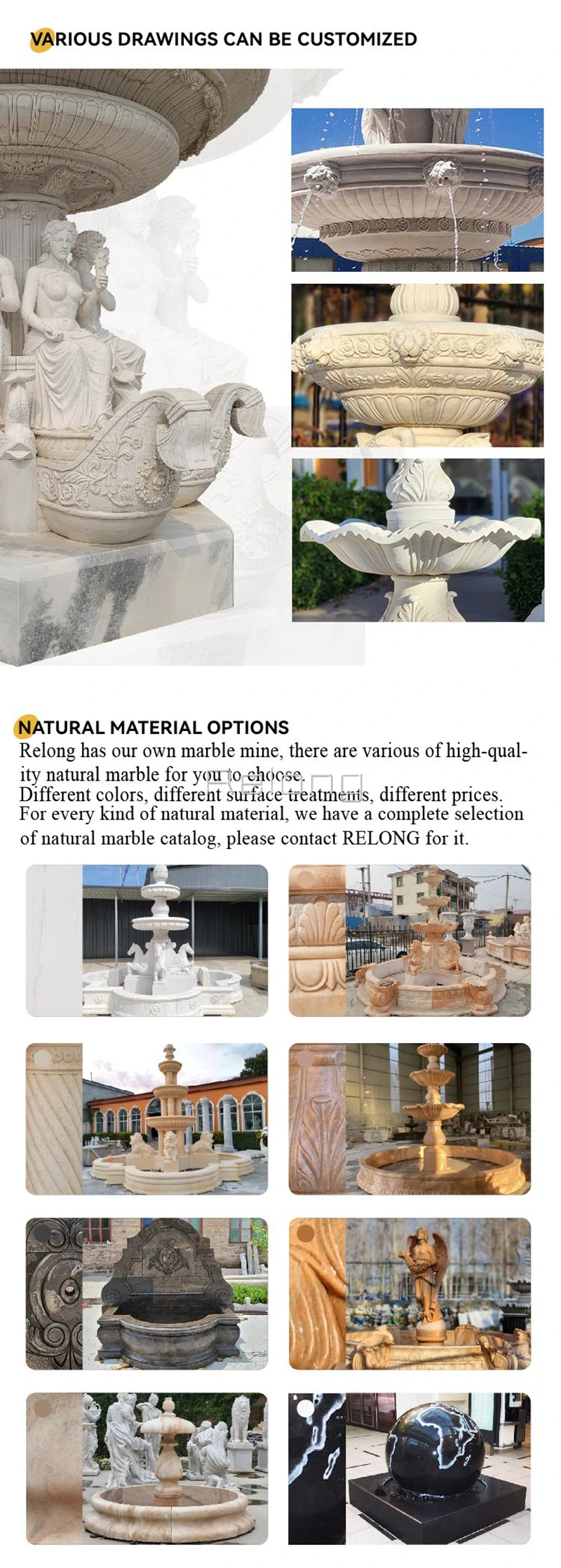 Classic Hand Carved High Quality Natural White Marble Garden Horse Water Fountain Outdoor Decor Wholesaler