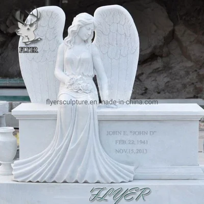 Lápide de estátua de anjo de mármore de granito lápide memorial personalizada de baixo preço ao ar livre