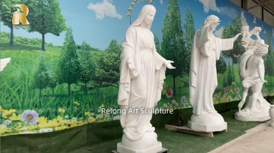 Esculturas de pedra em mármore religioso ao ar livre personalizadas esculpidas à mão em mármore branco clássico estátua de Santa Maria
