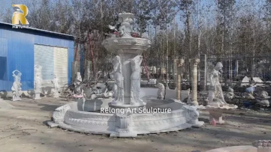 Decoração de jardim ao ar livre escultura em pedra mármore fonte de água para venda